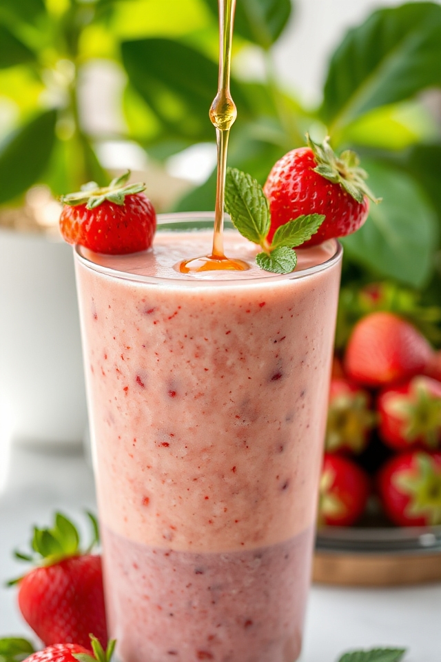 blend strawberries milk yogurt