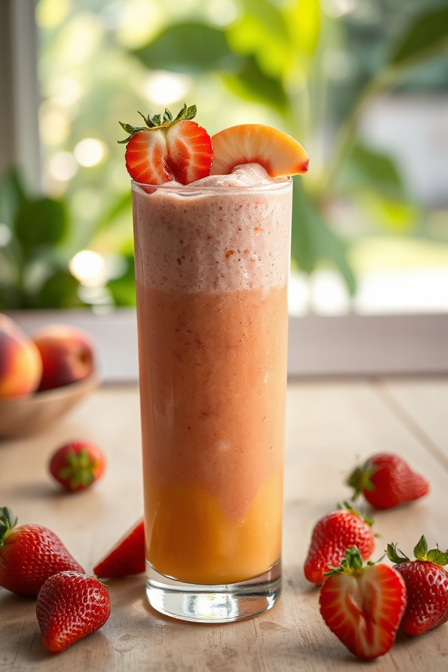 delicious strawberry peach smoothie