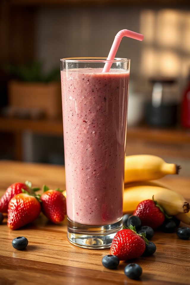 strawberry banana blueberry smoothie