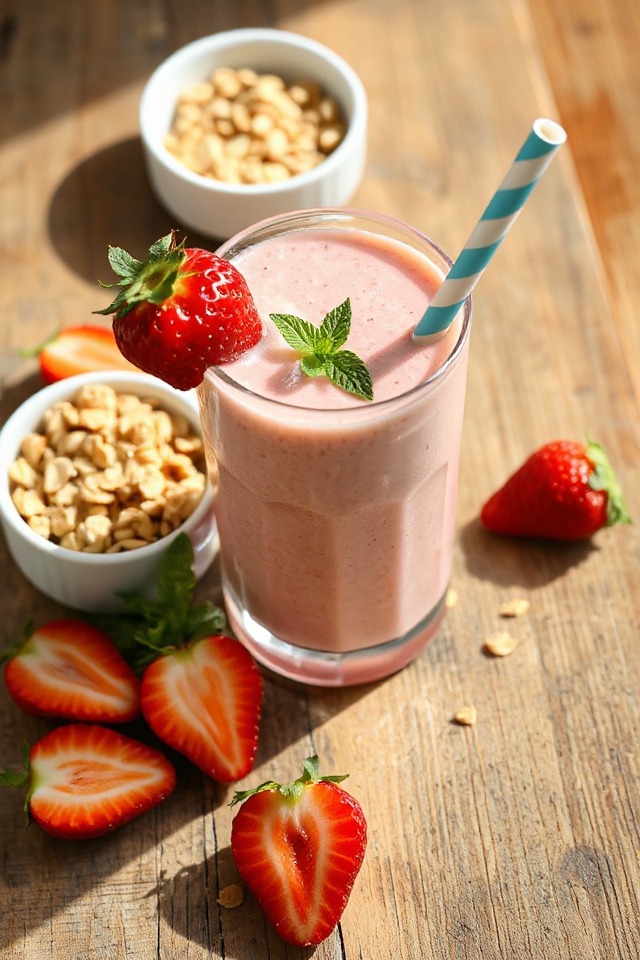 strawberry yogurt blended smoothie